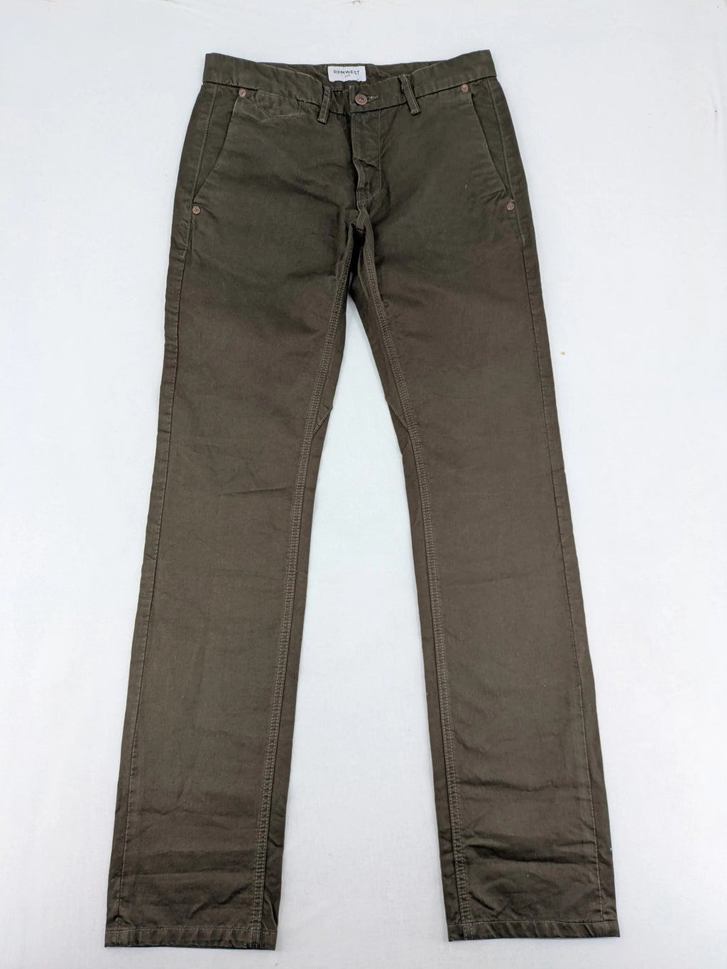 Rpmwest green slim fit chino pants 100% cotton classic button fly design