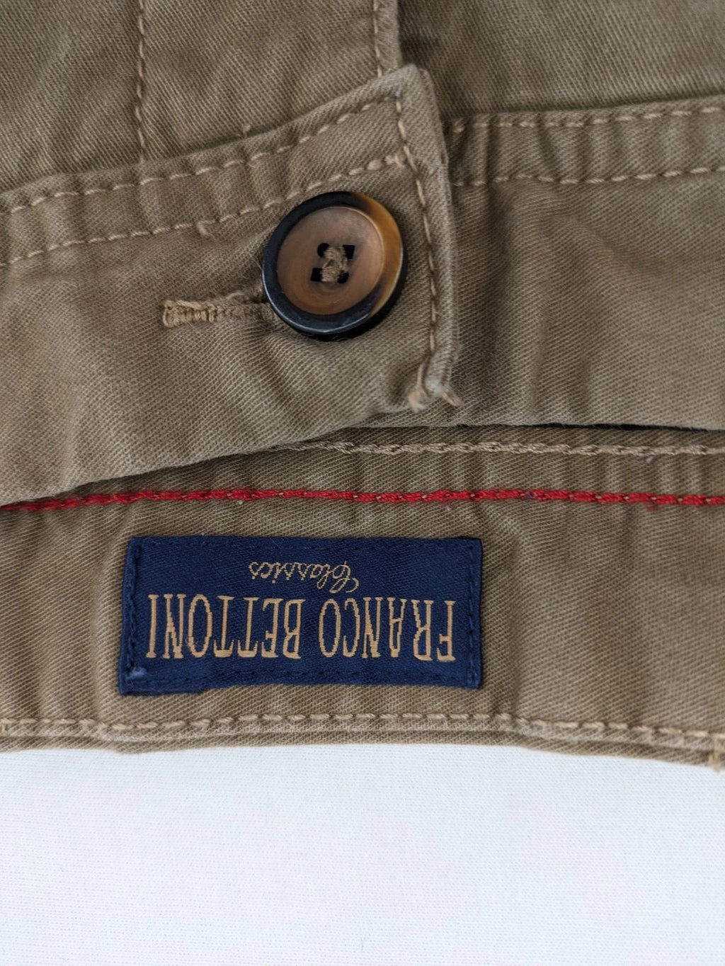 Franco beige chino pants cotton stretch classic design with zipper and button closure