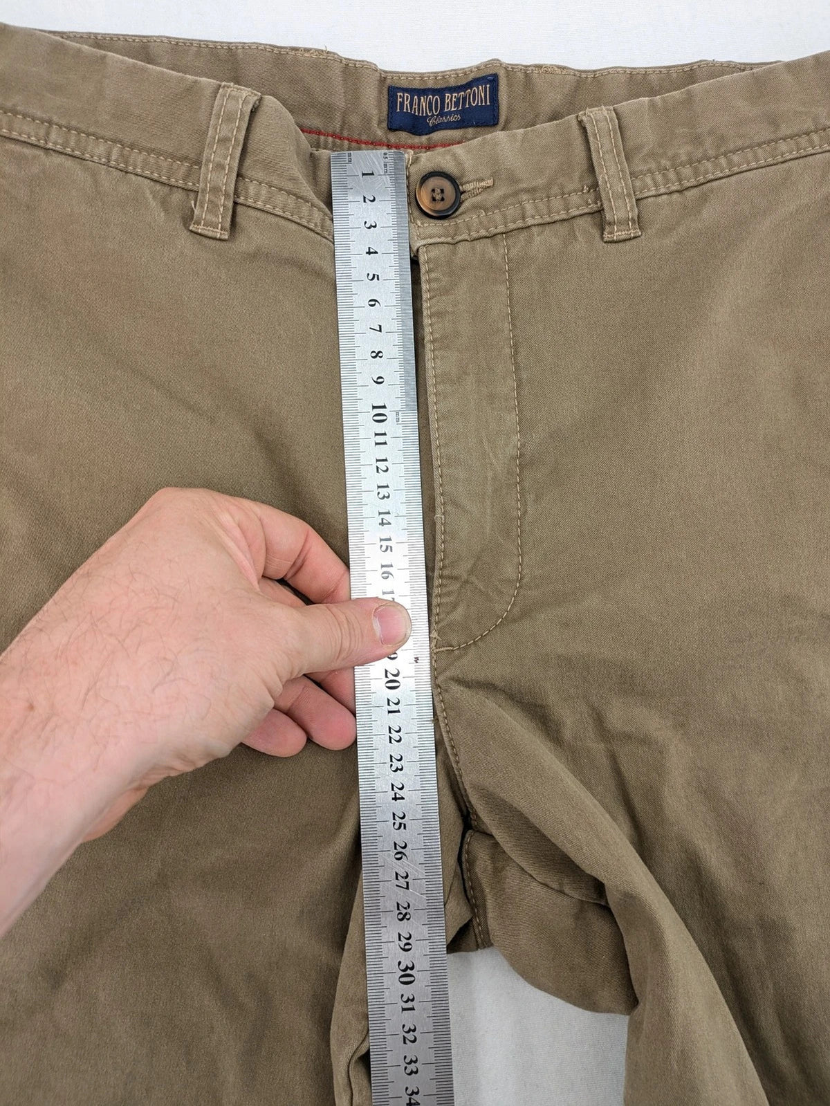 Franco beige chino pants cotton stretch classic design with zipper and button closure