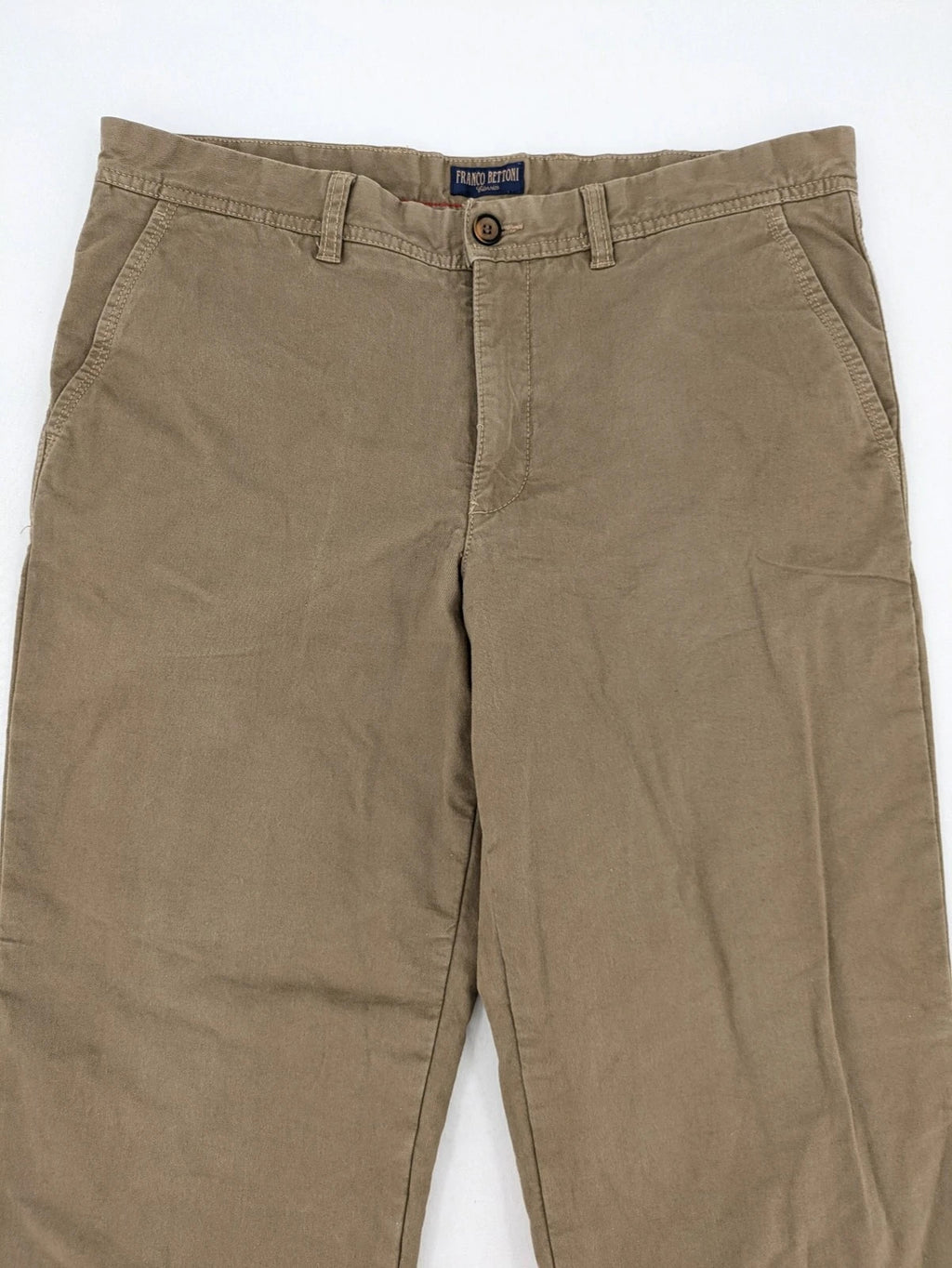 Franco beige chino pants cotton stretch classic design with zipper and button closure
