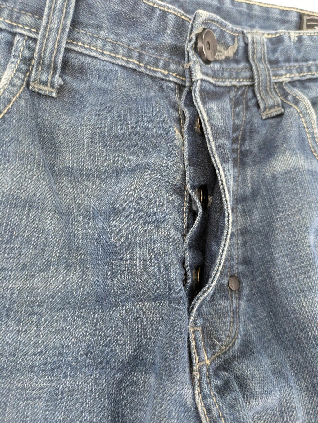 Jack & Jones blue straight jeans with button fly and classic five-pocket design.