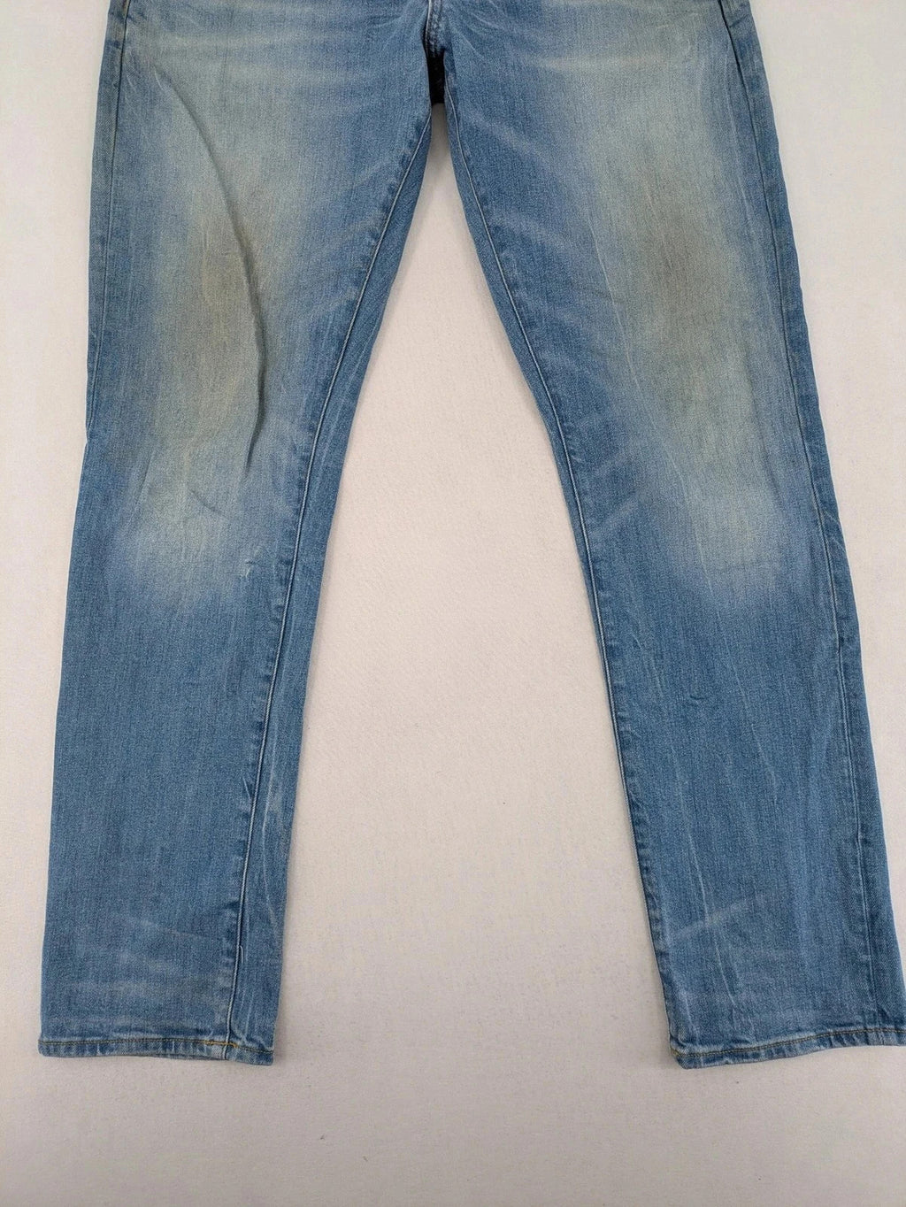 G-Star blue straight tapered jeans with classic 5-pocket design and button fly.