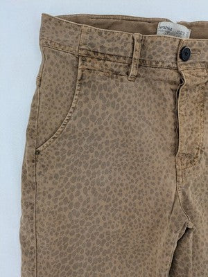 Bershka beige brown shorts allover leopard print, button fly, cotton stretch material.