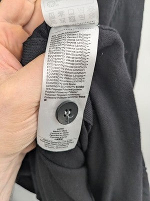 Esprit black knit jumper with button placket and deep V-neck, made from LENZING™ ECOVERO™ viscose.
