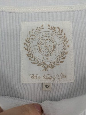 OPUS white Henley T-shirt with button placket and ribbed chest detail.