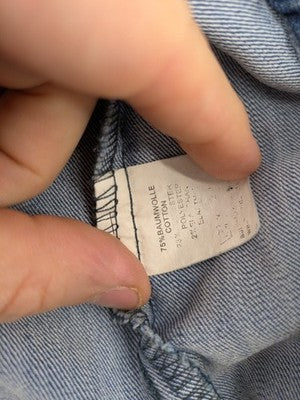 Select blue denim jacket with button closure and chest pockets, washed look.