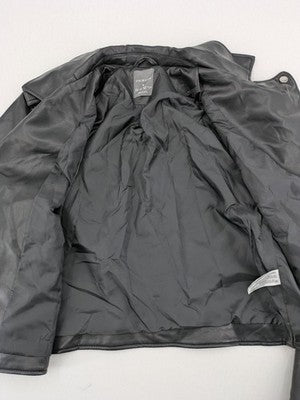 Primark black biker jacket faux leather asymmetrical zipper and shoulder epaulettes.