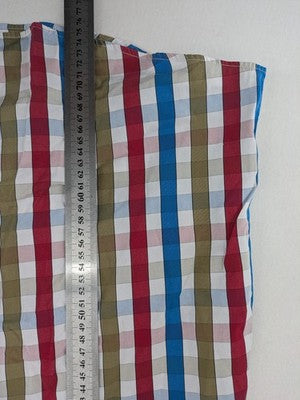Sovrano short sleeve shirt multi check pattern with contrasting red and white double collar