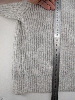 Zara Knit grey oversized roll neck jumper with ribbed texture and soft wool blend.
