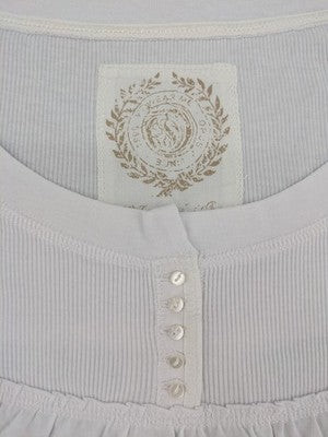 OPUS white Henley T-shirt with button placket and ribbed chest detail.