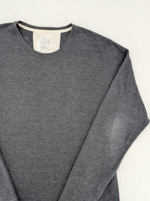 Clepto Manicx grey turtle neck jumper textured waffle piqué fabric, regular fit.
