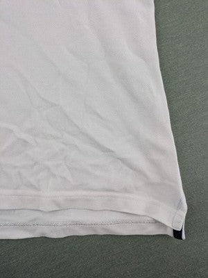 GANT white polo shirt with navy collar, embroidered logo on chest, piqué fabric.