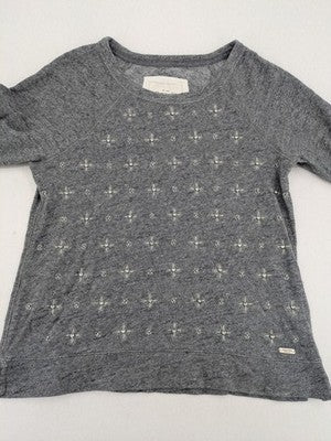 Abercrombie & Fitch grey sweatshirt with embroidered details and raglan sleeves.