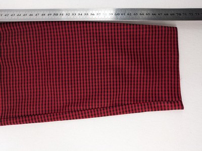 Zara red and black gingham check slim fit stretch pants with elastic blend material.