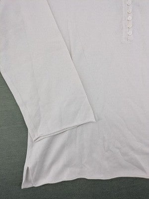 Esprit blue long sleeve polo shirt with Henley button placket and side slits.