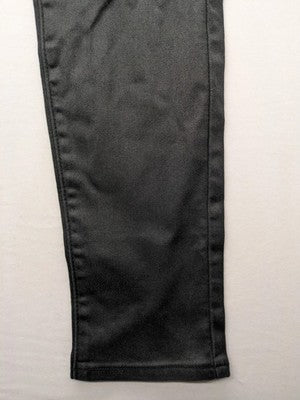 Damen grey coated skinny jeans with five-pocket design and gold hardware details.
