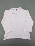 Esprit blue long sleeve polo shirt with Henley button placket and side slits.