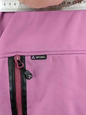 Nkd pink purple softshell jacket with fleece lining and high collar, visible wear marks.