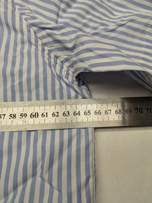 Seidensticker blue and white striped button-up shirt with a chest pocket and logo.