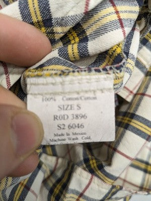 Panhandle Slim multi plaid shirt, button-down, single chest pocket with embroidered crest.