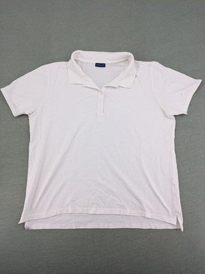Darling Harbour white polo shirt with collar and three-button placket.