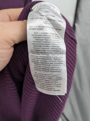 ONLY LIFE purple maxikleid long sleeve ribbed V-neck soft viscose blend fabric