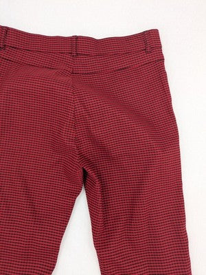 Zara red and black gingham check slim fit stretch pants with elastic blend material.
