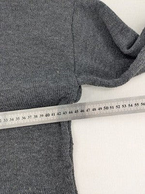 SHEIN grey knit jumper dress with pearl embellishments and ruffled stand collar.