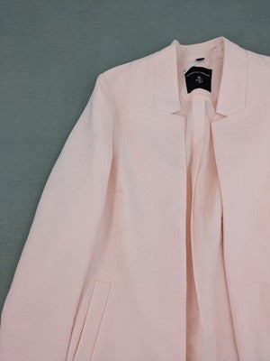 Dorothy Perkins pink long blazer open front with classic lapels and two front pockets
