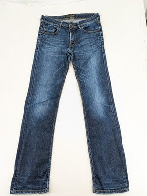 Baldessarini blue straight jeans model 501 with classic 5-pocket design and subtle used effects.