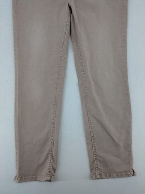 Cambio straight leg jeans beige with classic five-pocket design and zipper fly.