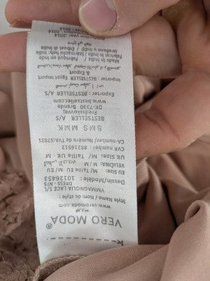 Vero Moda pink wedding dress with lace bodice and keyhole back detail.