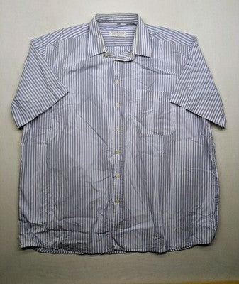 Seidensticker blue and white striped button-up shirt with a chest pocket and logo.