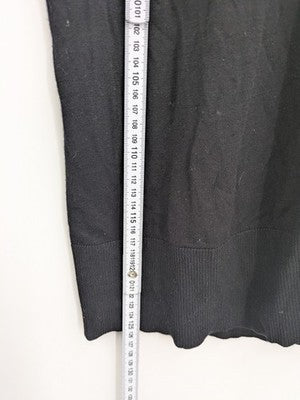 Esprit black knit jumper with button placket and deep V-neck, made from LENZING™ ECOVERO™ viscose.