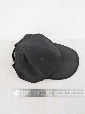 Polo black cap adjustable strapback classic design with embroidered logo and ventilation holes.