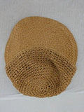 H&M beige cap woven straw look with elastic back and classic baseball design.