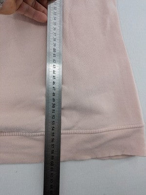 Amisu pink hoodie with sporty couture graphic and silver sequin embellishments.