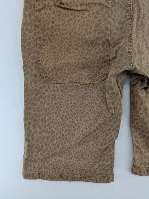 Bershka beige brown shorts allover leopard print, button fly, cotton stretch material.