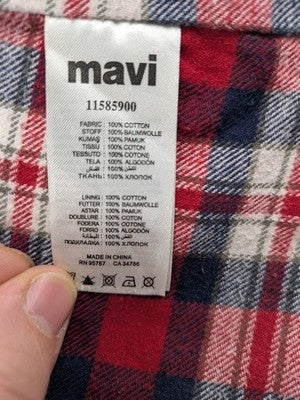 Mavi parka coat black waxed cotton check flannel lining four front pockets