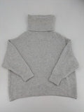 Zara Knit grey oversized roll neck jumper with ribbed texture and soft wool blend.