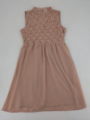 Vero Moda pink wedding dress with lace bodice and keyhole back detail.