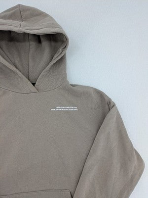 FB Sister beige zip-through hoodie with adorable teddy bear back print and kangaroo pocket.