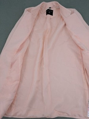 Dorothy Perkins pink long blazer open front with classic lapels and two front pockets