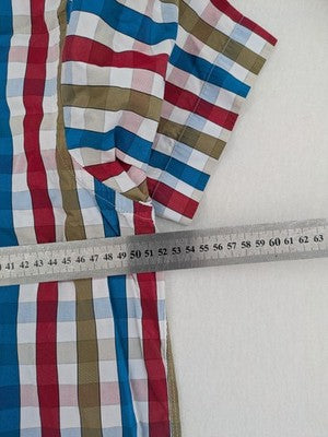 Sovrano short sleeve shirt multi check pattern with contrasting red and white double collar