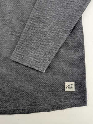 Clepto Manicx grey turtle neck jumper textured waffle piqué fabric, regular fit.