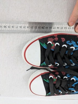 Mtng Thefest multi sneaker black canvas with graffiti print and white rubber cap