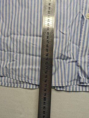 Seidensticker blue and white striped button-up shirt with a chest pocket and logo.