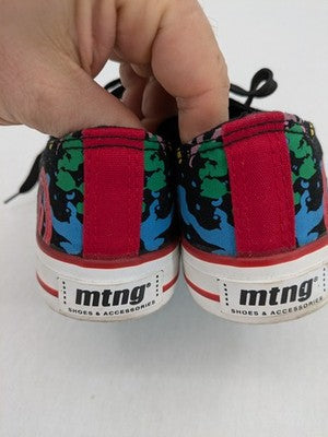 Mtng Thefest multi sneaker black canvas with graffiti print and white rubber cap