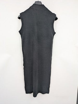 ONLY knit jumper black sleeveless with ribbed stand-up collar and side slits.