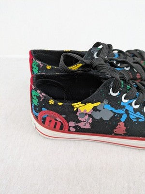 Mtng Thefest multi sneaker black canvas with graffiti print and white rubber cap